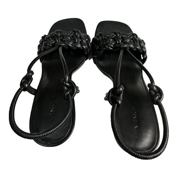 VINCE Quenelle Braided Black Leather Sandals Size 8 - Picture 9 of 10